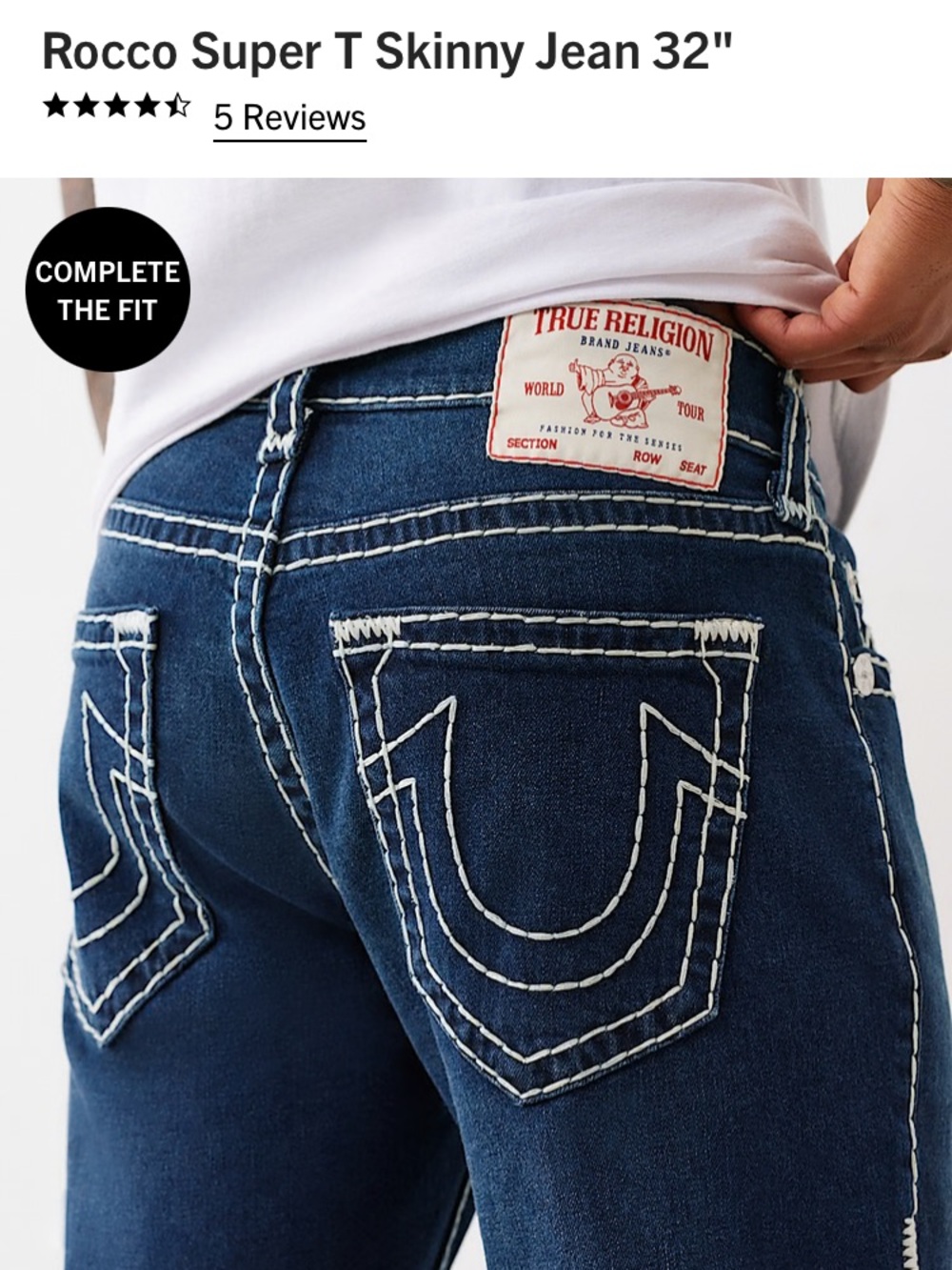 True Religion brand Jeans Rocco Relaxed Skinny 40W32L